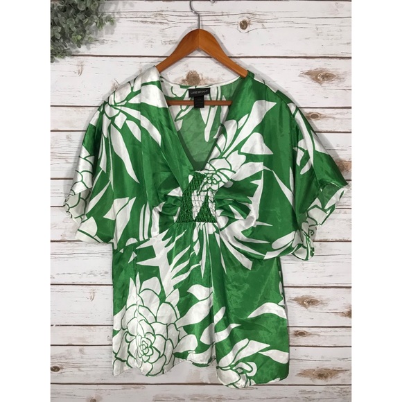 Lane Bryant Tops - LANE BRYANT GREEN SILKY SHIRT SIZE 14/16